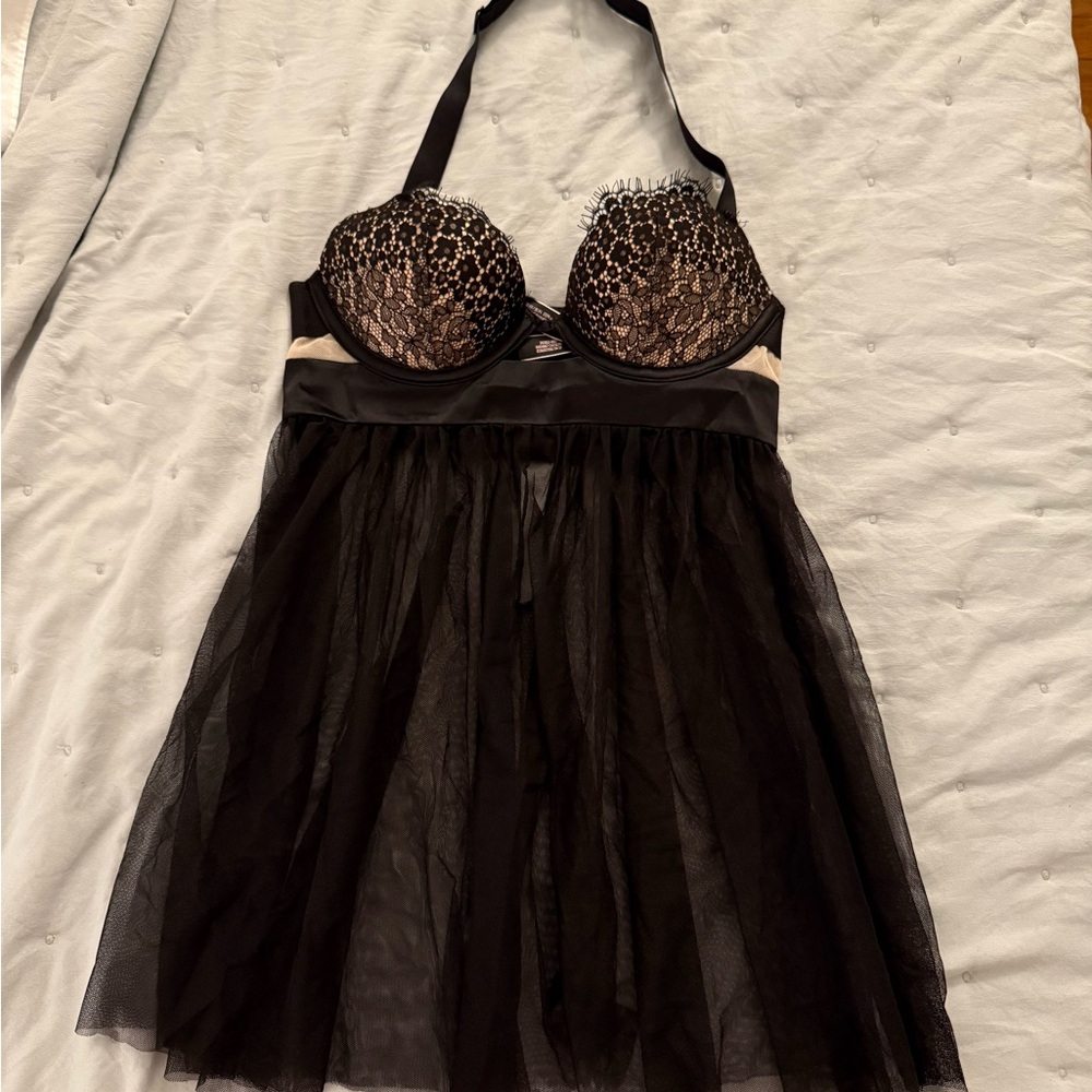 Victorias Secret Eyelash Lace Babydoll Push-Up Top
